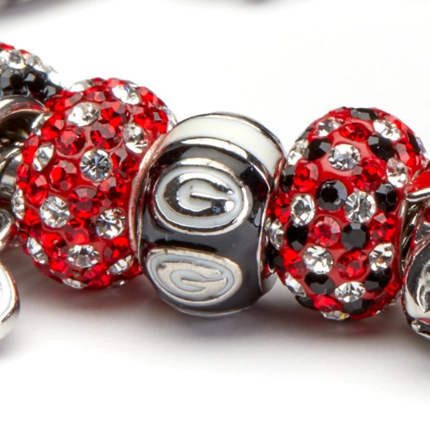 Georgia Bead Charm - Black Logo Stripe