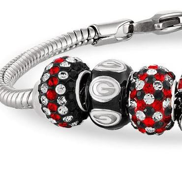 Georgia Bead Charm - Black Logo Stripe