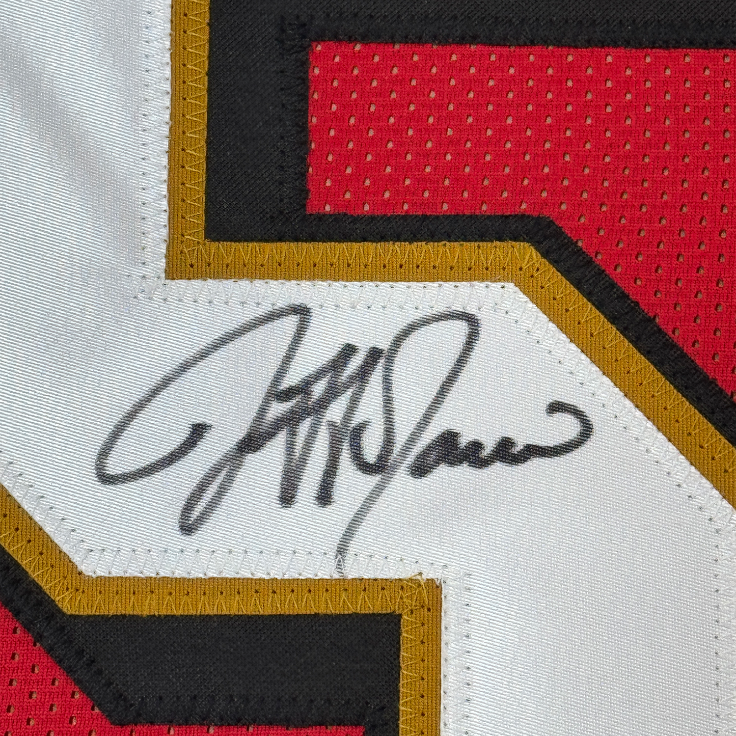 Framed Autographed/Signed Jeff Garcia 35x39 San Francisco Red Football Jersey Beckett BAS COA