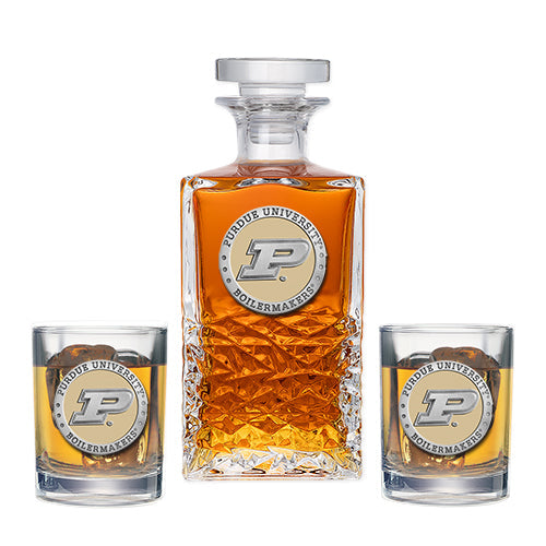 Purdue University Heritage Decanter with 2 Glasses