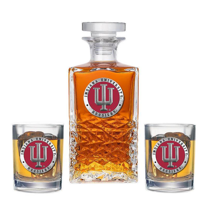 Indiana University Heritage Decanter with 2 Glasses