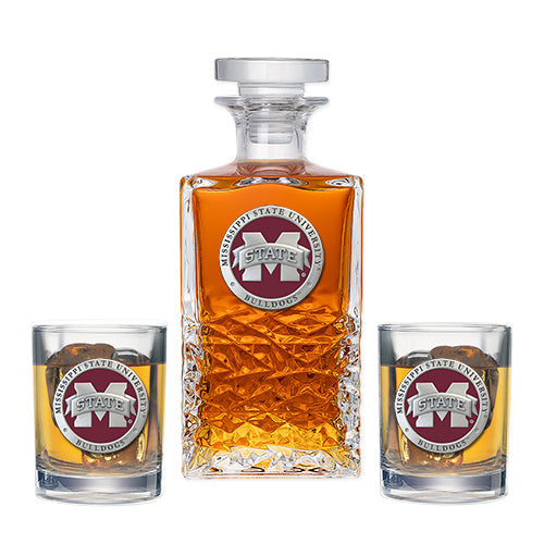 Mississippi State University Bulldogs "M" Logo Heritage Decanter with 2 Glasses