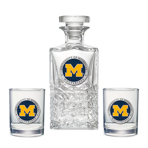 University of Michigan Heritage Decanter with 2 Glasses