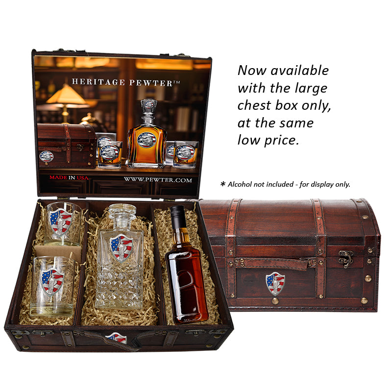 Florida Heritage Decanter with 3D Top and 2 Glasses with Chest Box