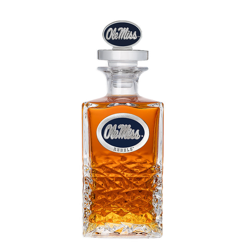 University of Mississippi "Ole Miss" Blue Logo Heritage Decanter with 3D Top