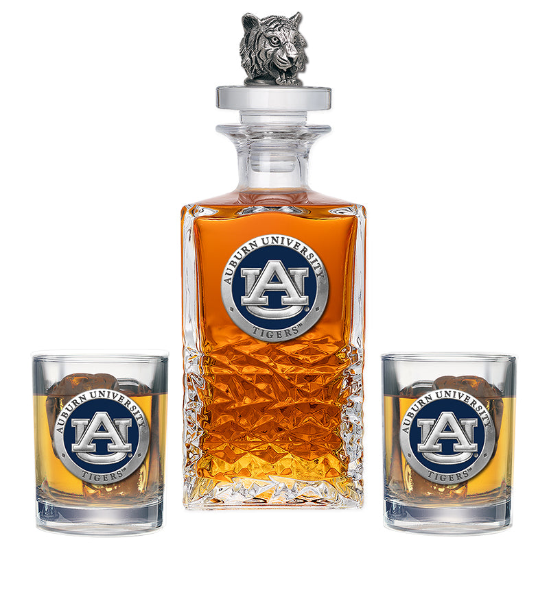 Auburn University Heritage Decanter with 3D Top & 2 Glasses