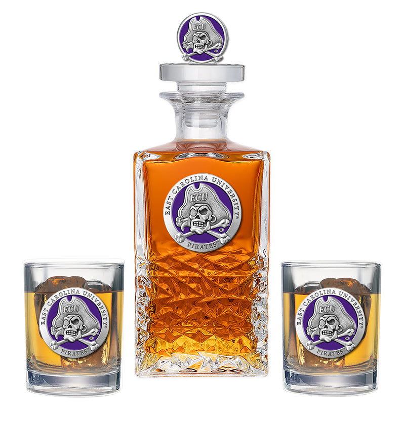 East Carolina University Heritage Decanter with 3D Top & 2 Glasses