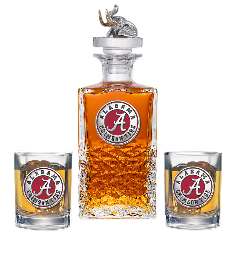 University of Alabama Heritage Decanter with 3D Top & 2 Glasses