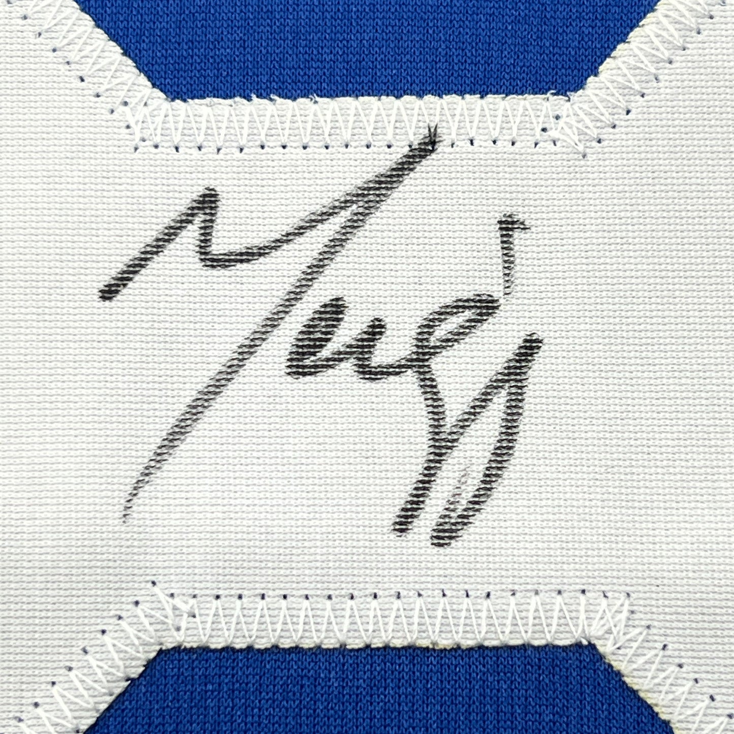 Framed Autographed/Signed Marvin Harrison 35x39 Indianapolis Blue Football Jersey JSA COA