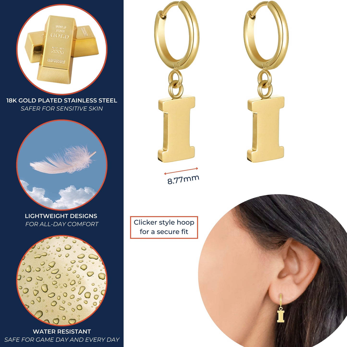 Illinois Huggie Hoop Earrings