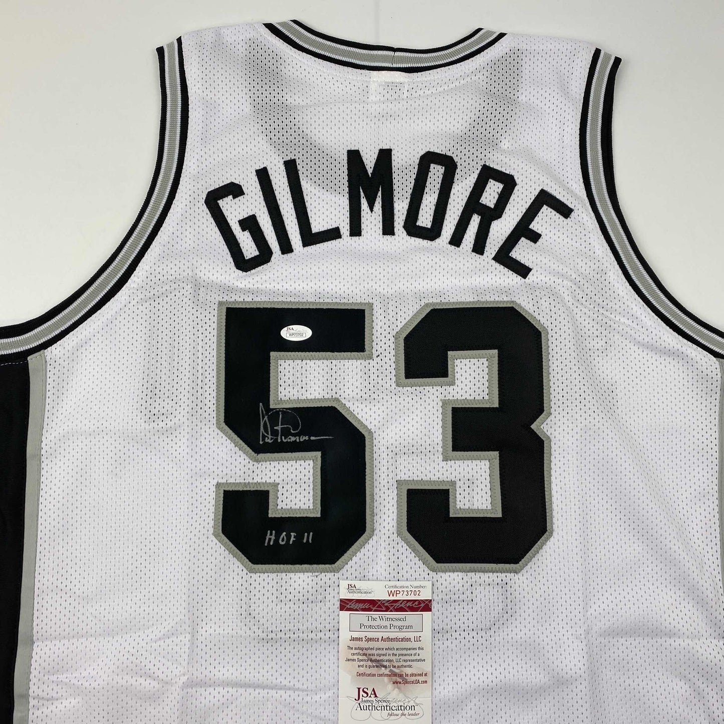 Autographed/Signed Artis Gilmore HOF 11 San Antonio White Basketball Jersey JSA COA