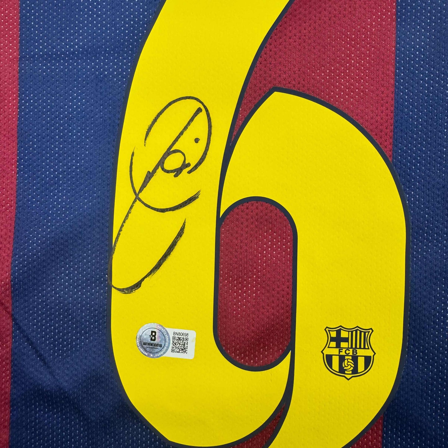 Framed Autographed/Signed Xavi 35x39 FC Barcelona Blue Soccer Jersey Beckett BAS COA