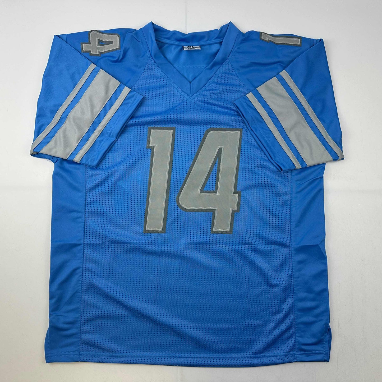 Autographed/Signed Amon-Ra St. Brown Detroit Blue Football Jersey Beckett BAS COA