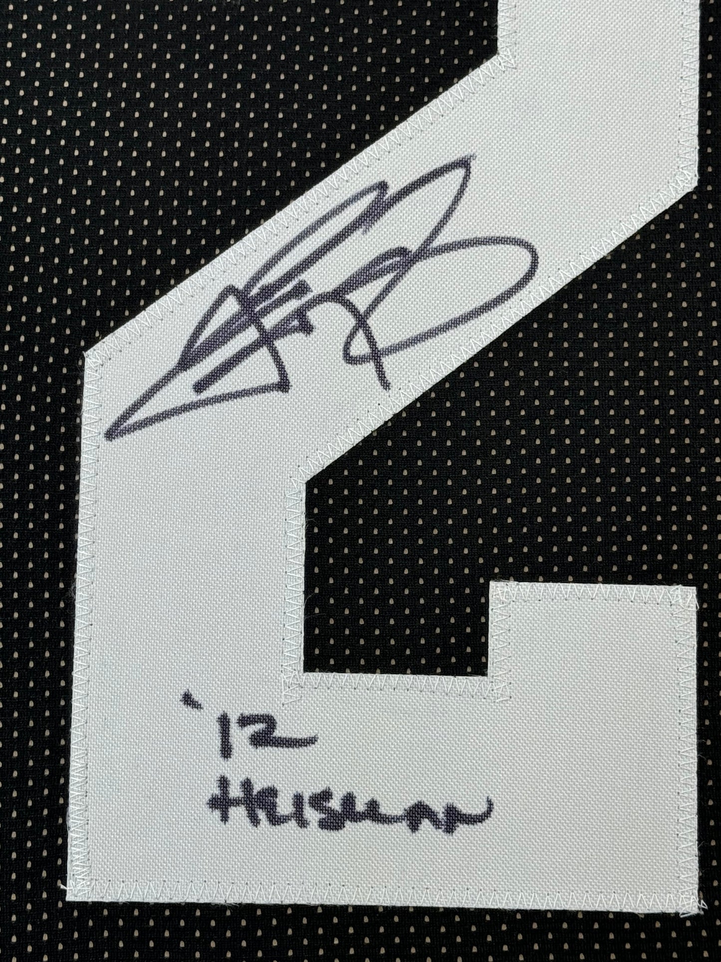 Framed Autographed/Signed Johnny Manziel 12 Heisman 35x39 Texas A&M Black College Football Jersey JSA COA
