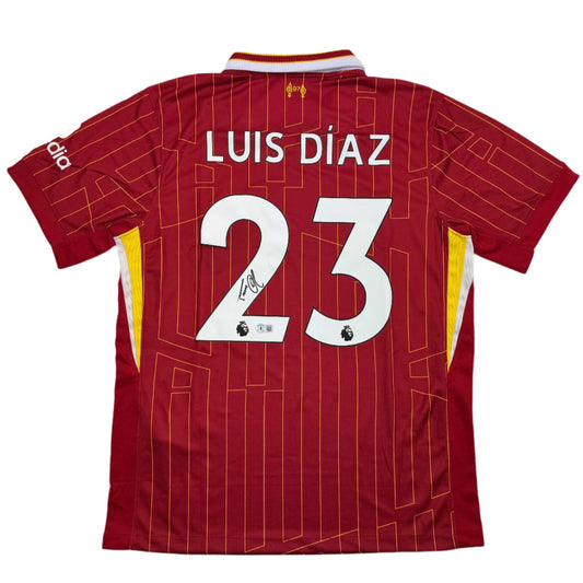 Autographed/Signed Luis Diaz Liverpool Red Soccer Jersey Beckett BAS COA