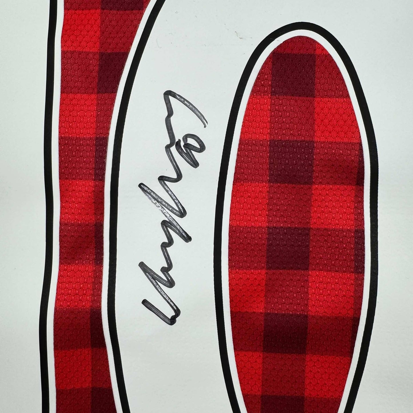 Framed Autographed/Signed Wayne Rooney 35x39 Manchester United Red Checkered Soccer Jersey Beckett BAS COA