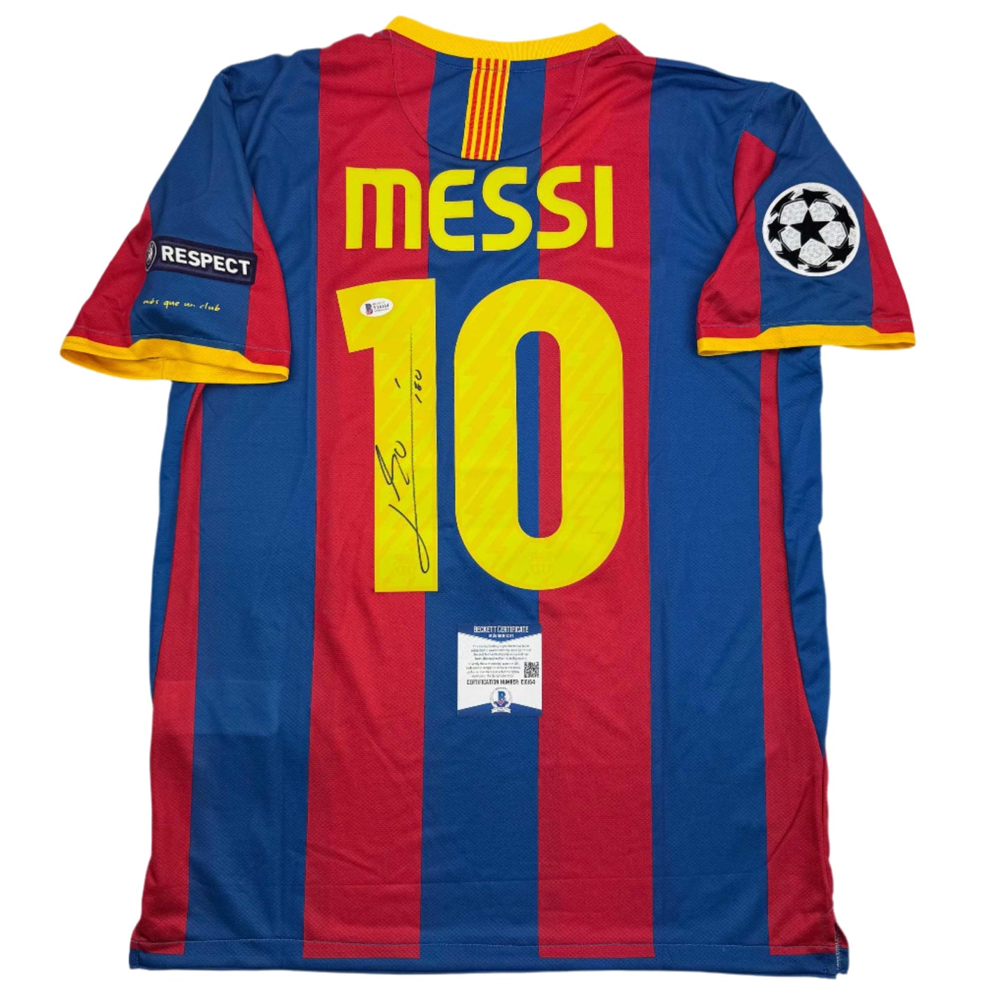 Autographed/Signed Lionel Leo Messi FC Barcelona Soccer Jersey Beckett BAS COA #3