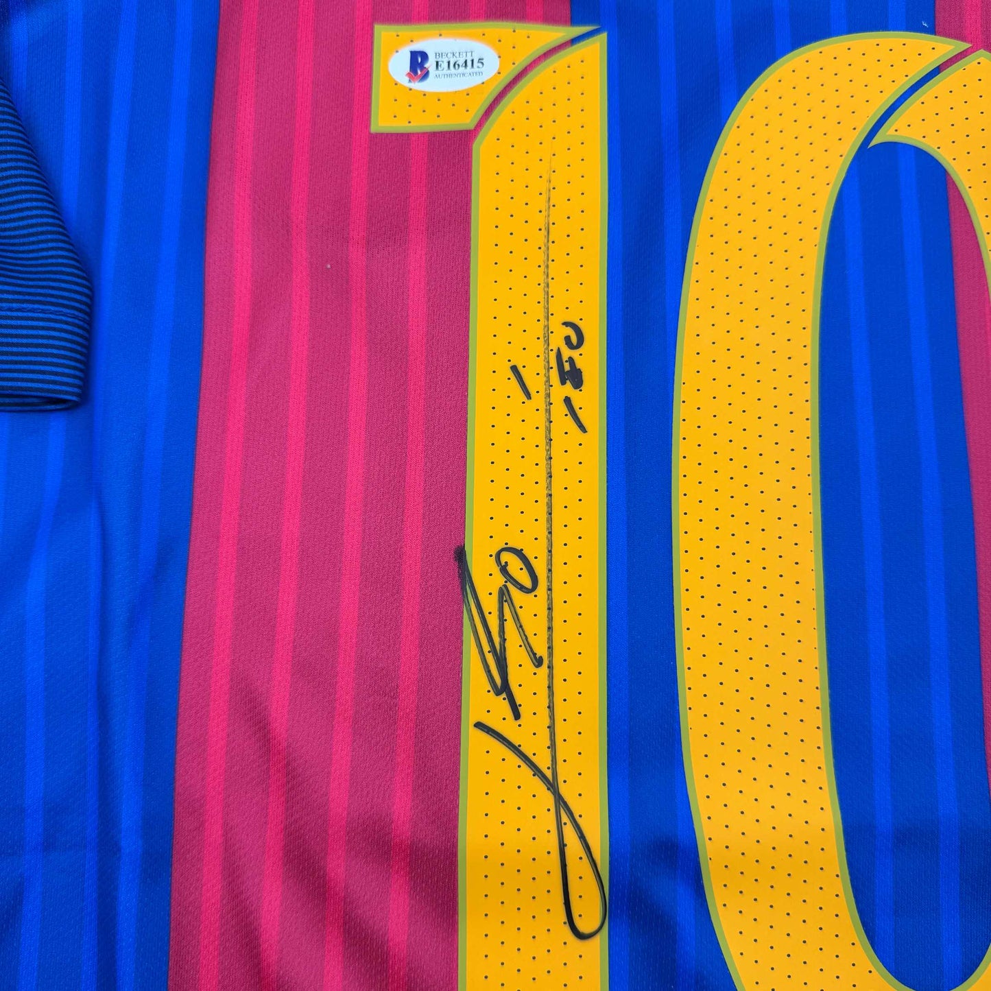 Autographed/Signed Lionel Leo Messi FC Barcelona Soccer Jersey Beckett BAS COA #4