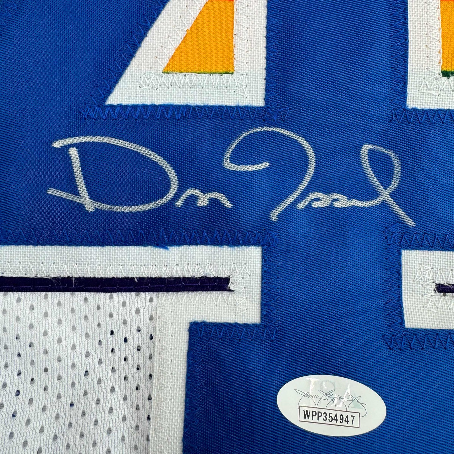 Autographed/Signed Dan Issel Denver White Retro Rainbow Basketball Jersey JSA COA