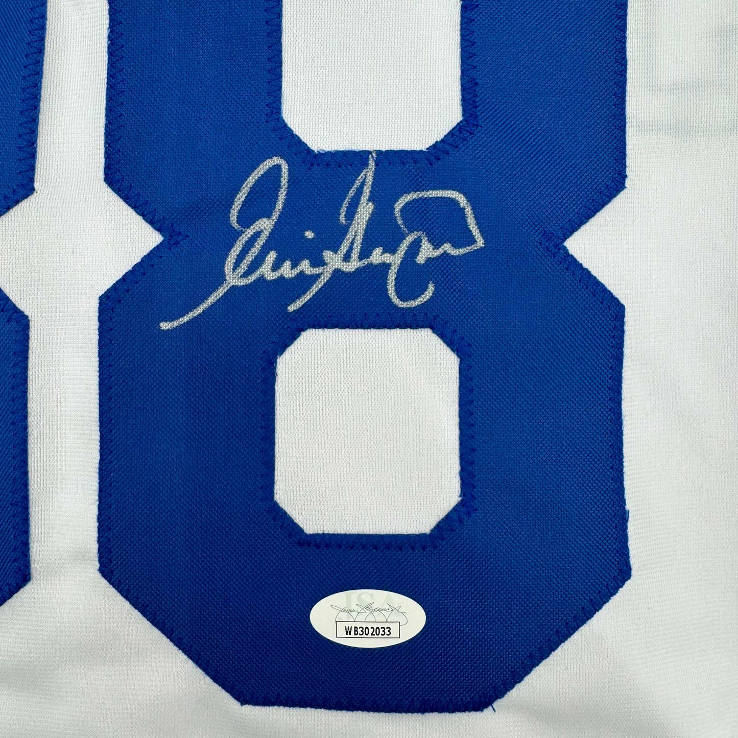 Framed Autographed/Signed Eric Gagne 35x39 Los Angeles LA White Baseball Jersey JSA COA