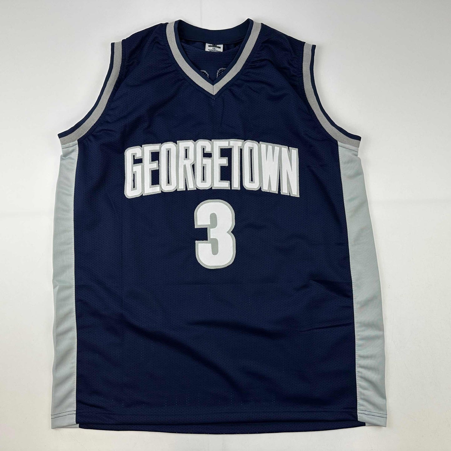 Autographed/Signed Allen Iverson Georgetown Blue College Basketball Jersey PSA/DNA COA