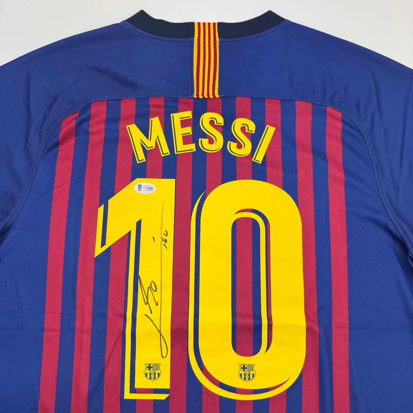 Autographed/Signed Lionel Leo Messi FC Barcelona Soccer Jersey Beckett BAS COA