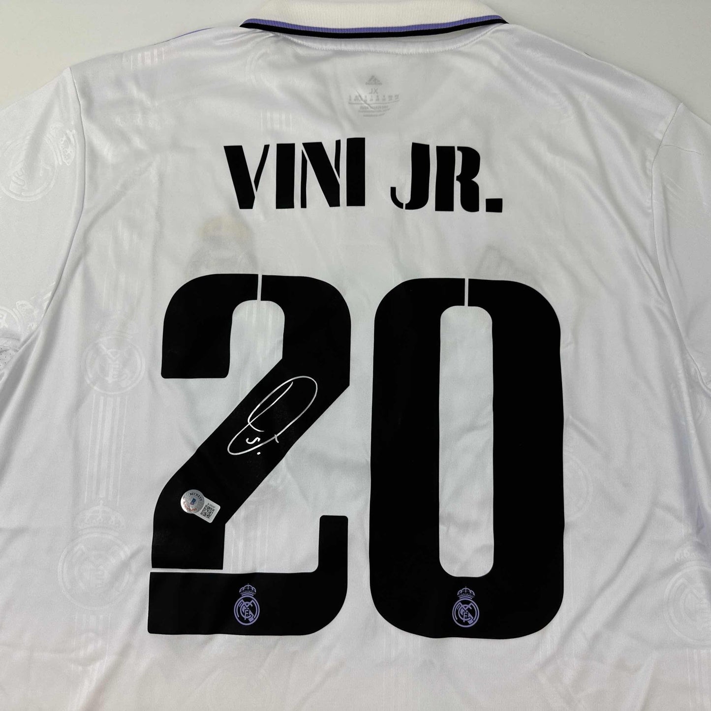 Autographed/Signed Vini Vinicius Jr. Real Madrid 2022-23 White Soccer Jersey Beckett BAS COA