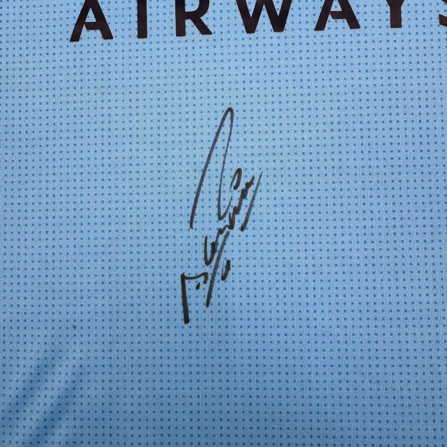 Autographed/Signed Sergio Kun Aguero Manchester City Blue Soccer Futbol Jersey Beckett BAS COA #2