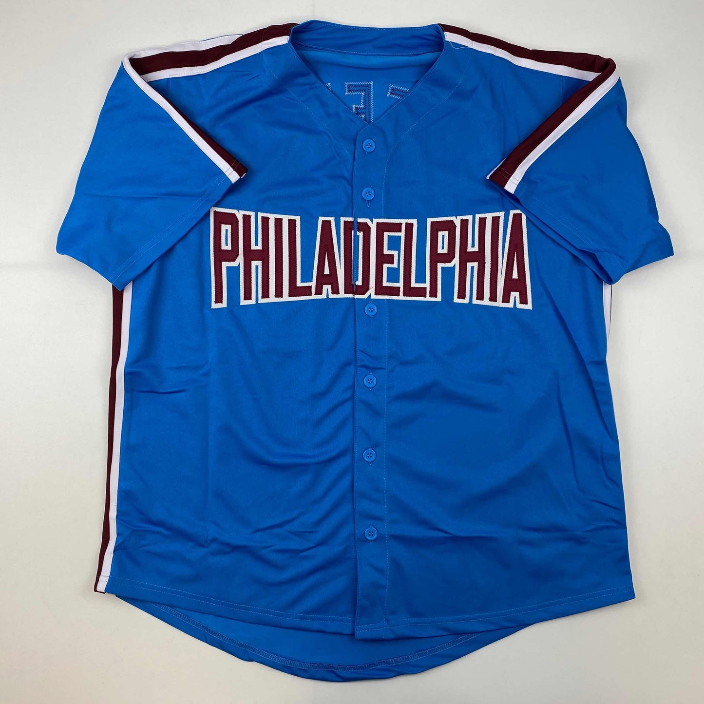 Autographed/Signed Zack Wheeler Philadelphia Blue Retro Baseball Jersey PSA/DNA COA