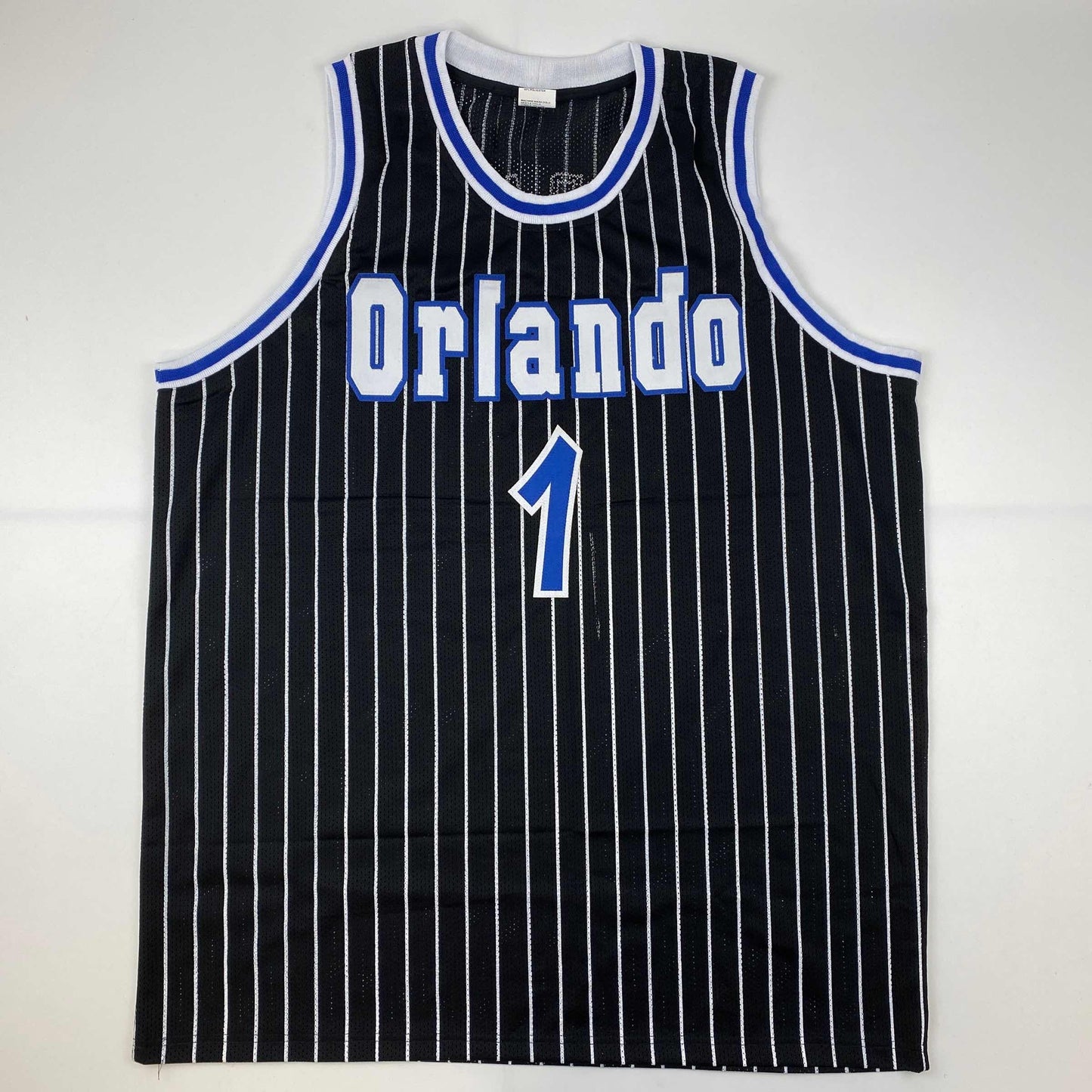 Autographed/Signed Anfernee Penny Hardaway Orlando Black Pinstripe Basketball Jersey PSA/DNA COA