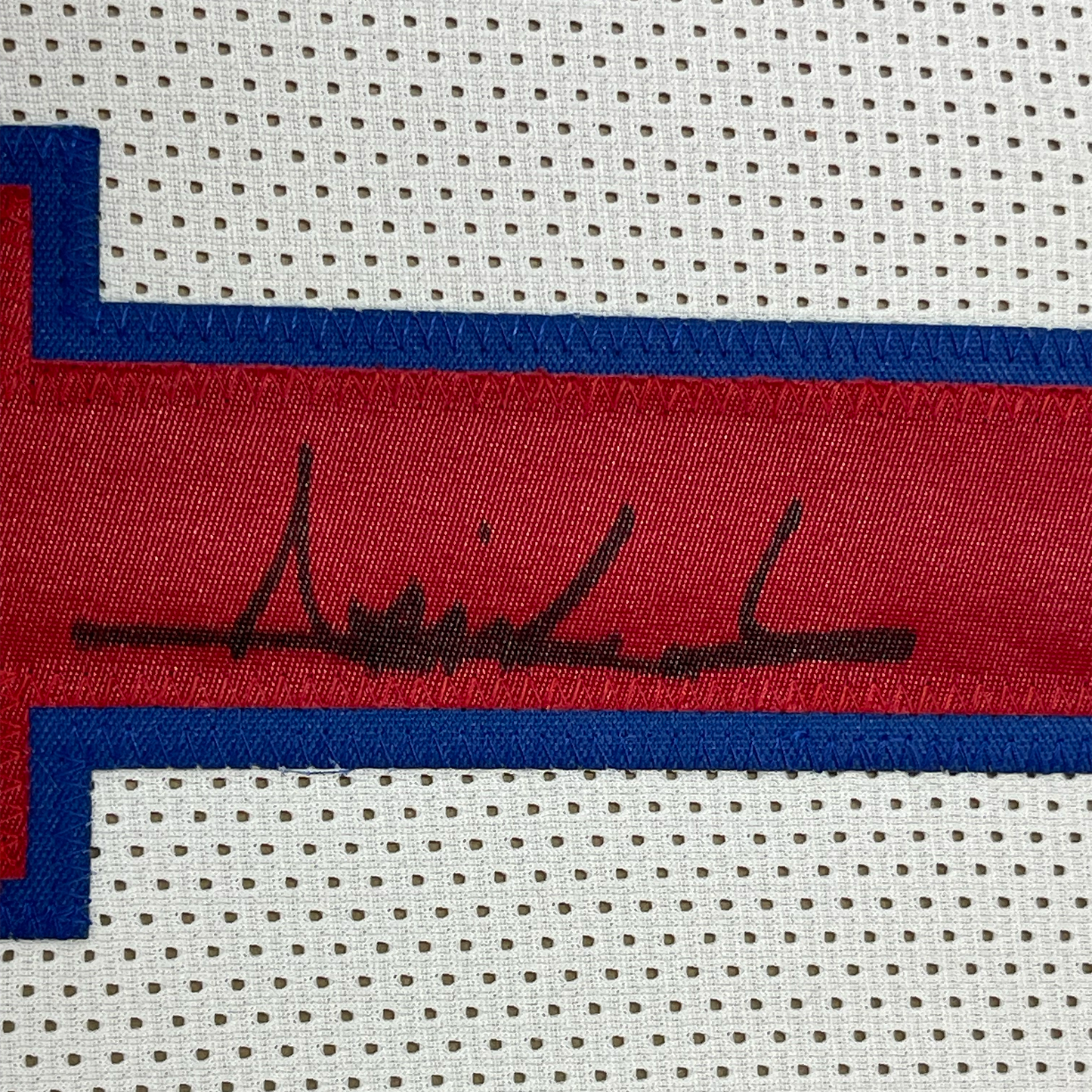 Framed Autographed/Signed Isiah Thomas 35x39 Detroit White Basketball Jersey Beckett BAS COA
