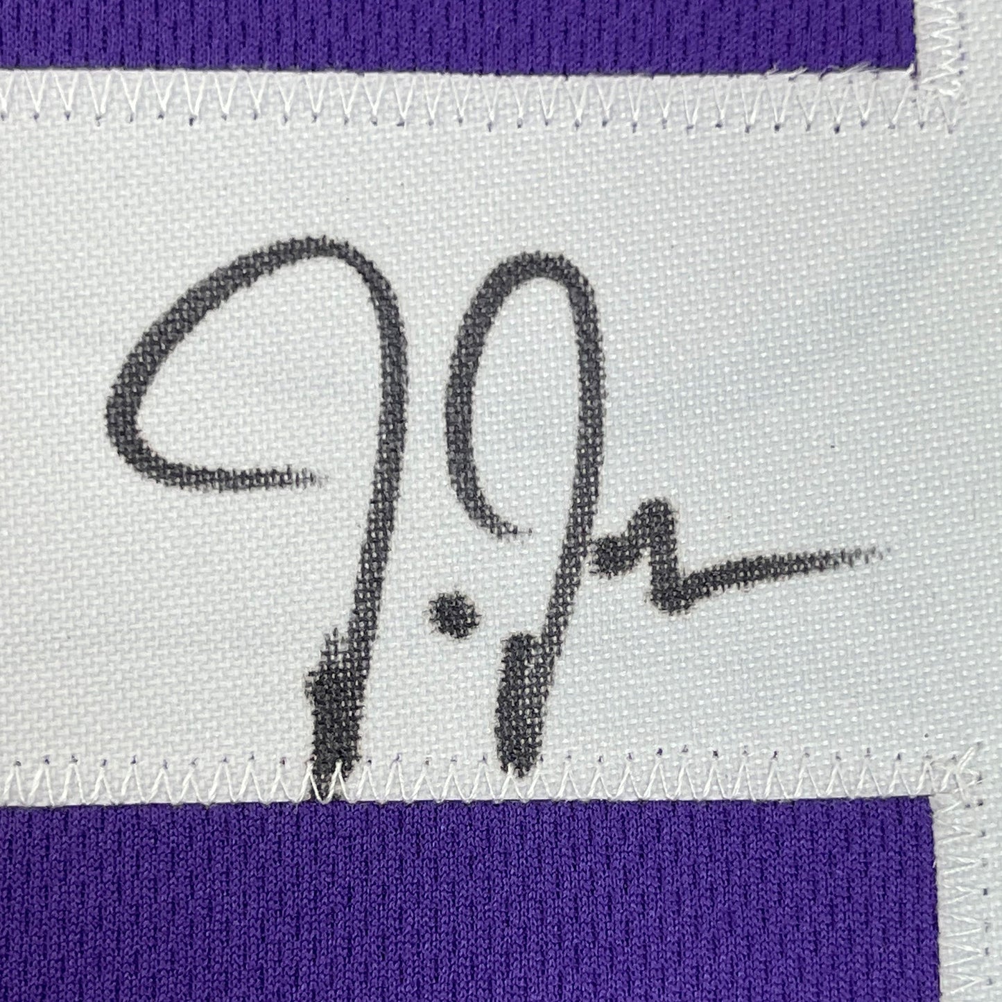 Framed Autographed/Signed Justin Jefferson 35x39 Minnesota Purple Football Jersey JSA COA
