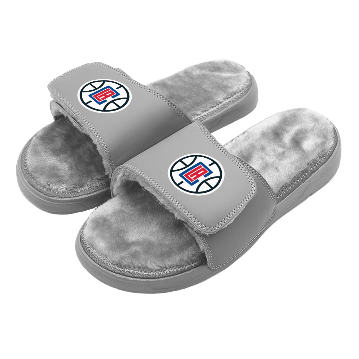 LA Clippers Primary Grey Fur Slides
