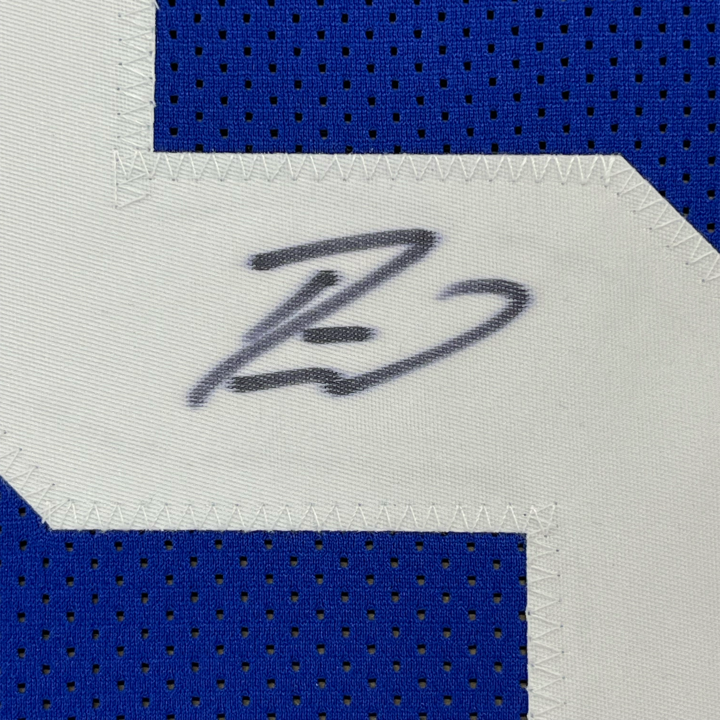 Framed Autographed/Signed Darius Shaquille Leonard 35x39 Indianapolis Blue Football Jersey JSA COA