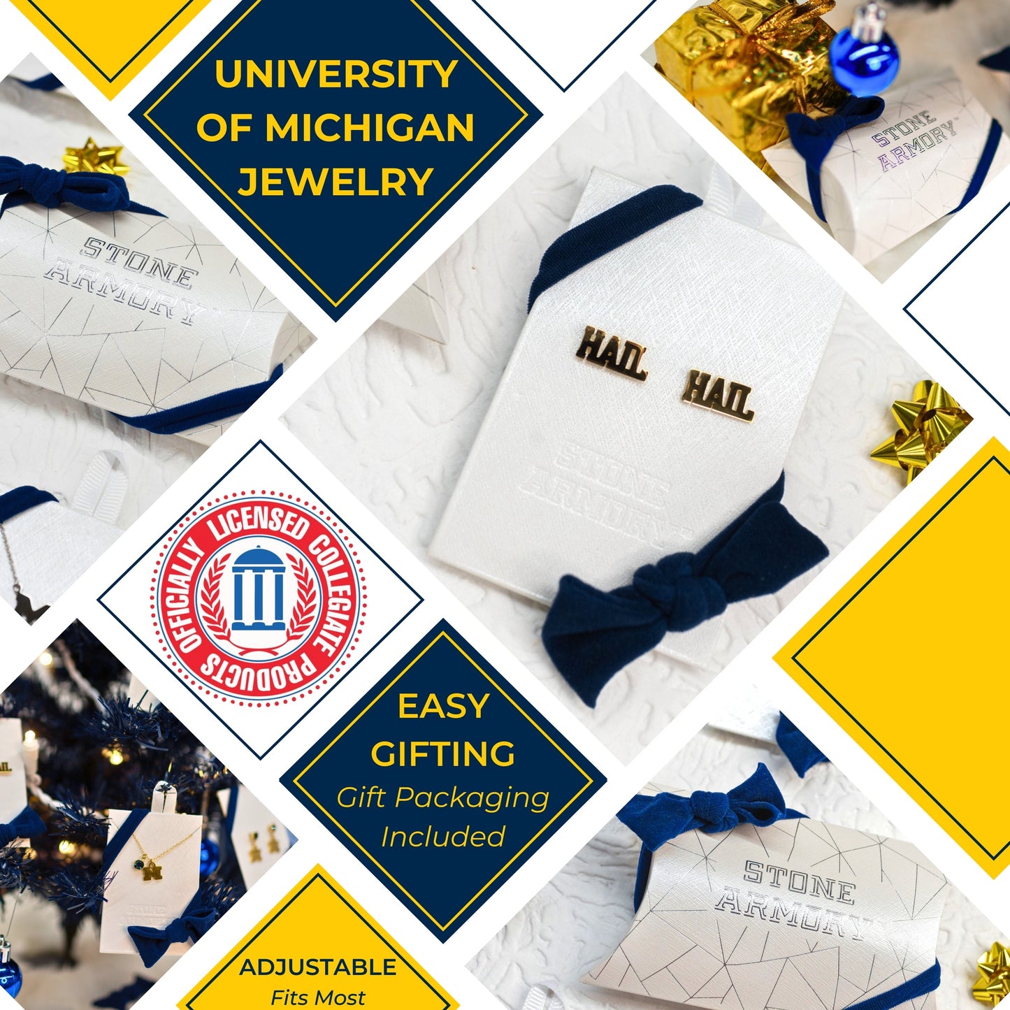 Michigan Earrings HAIL Studs 18K Gold Finish