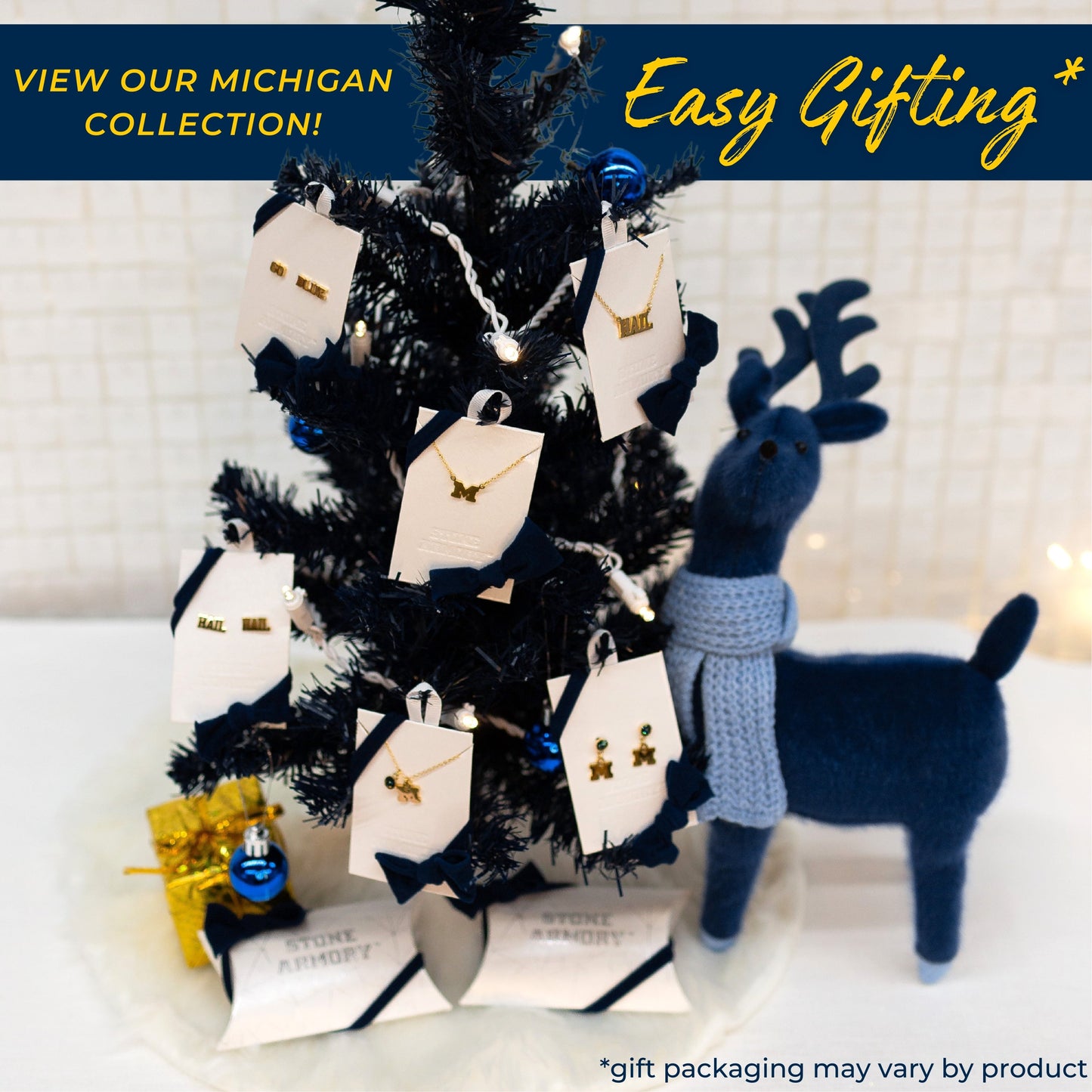 Michigan Stud Earrings Block M Stainless Steel