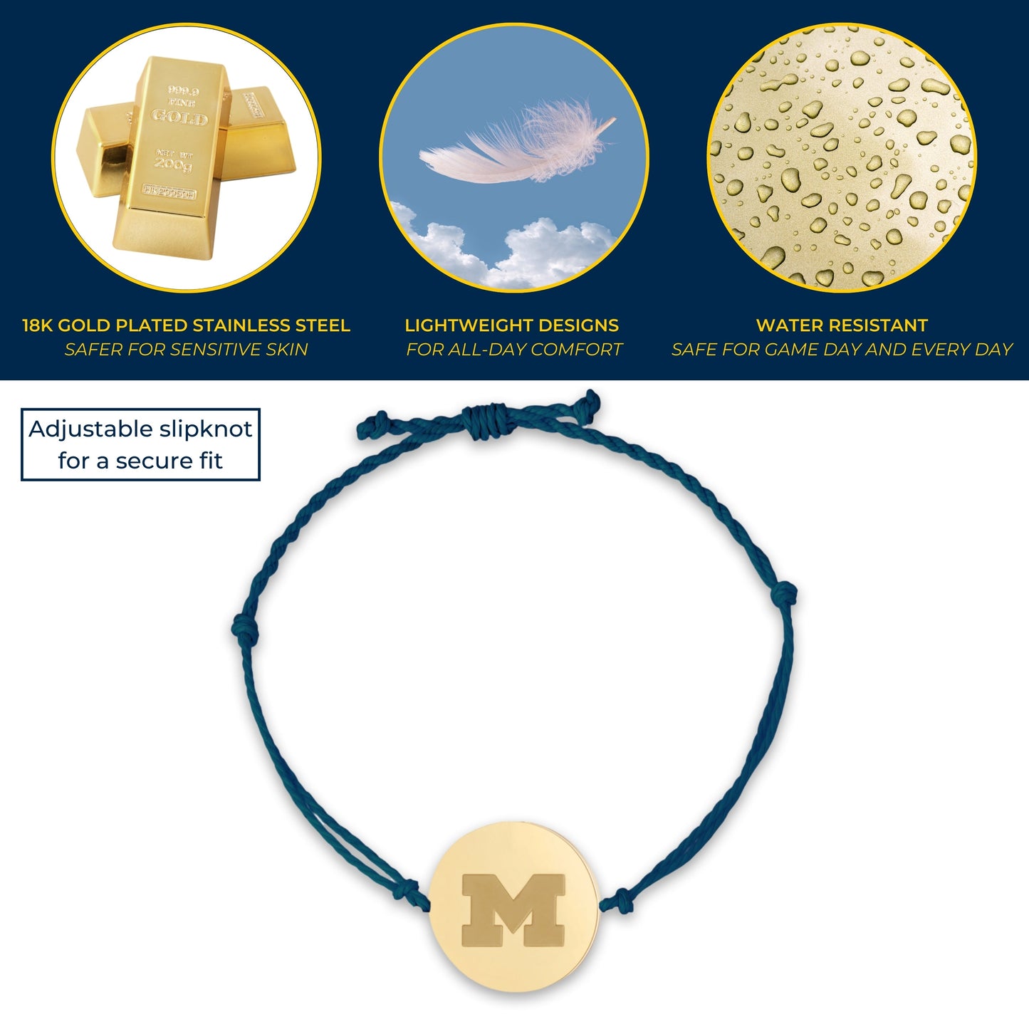 Michigan Logo Charm Coin Bracelet
