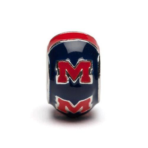 Ole Miss Red and Blue M Bead Charm Set of Two