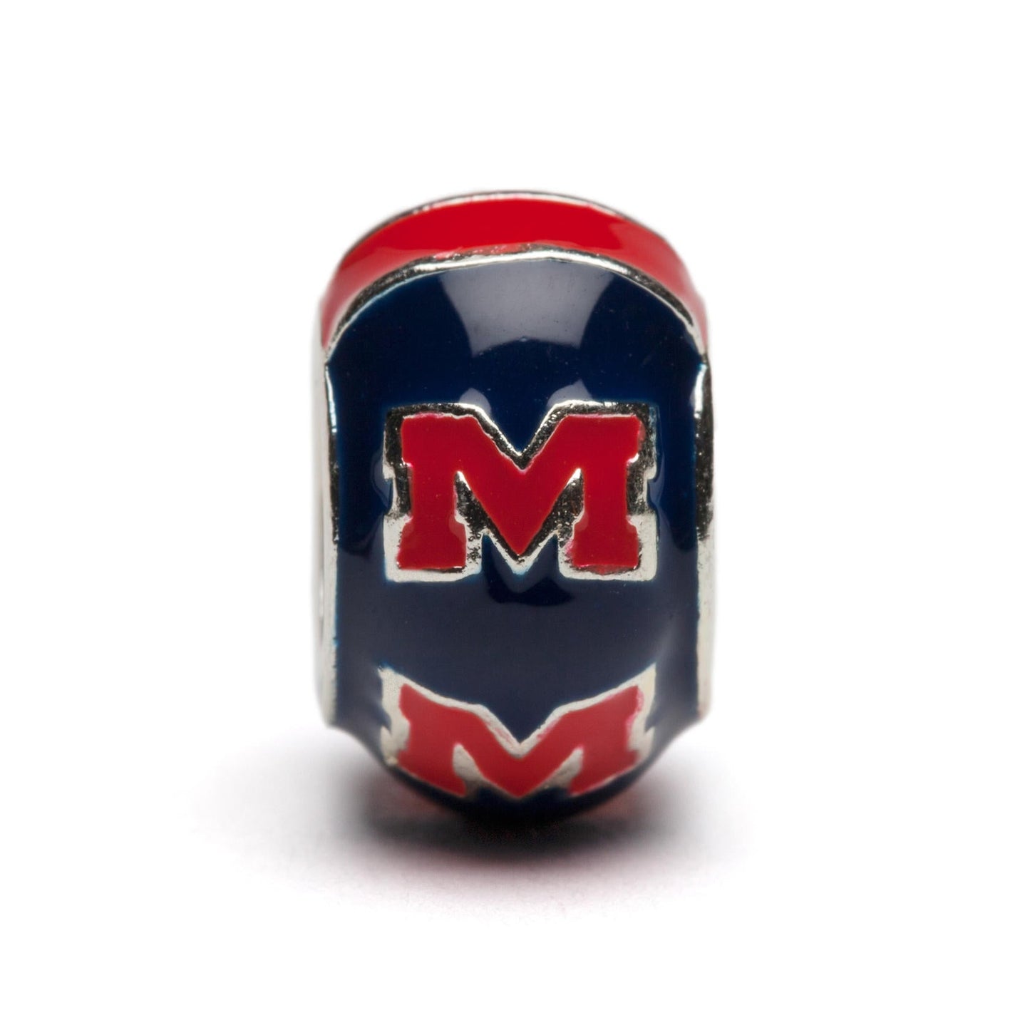 Ole Miss Bead Charm - Blue Logo Stripe