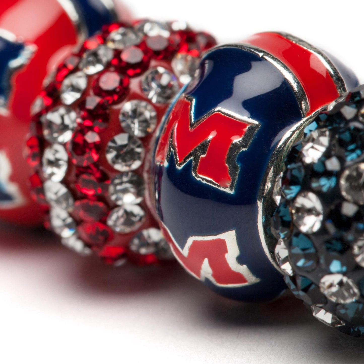 Ole Miss Bead Charm - Blue Logo Stripe