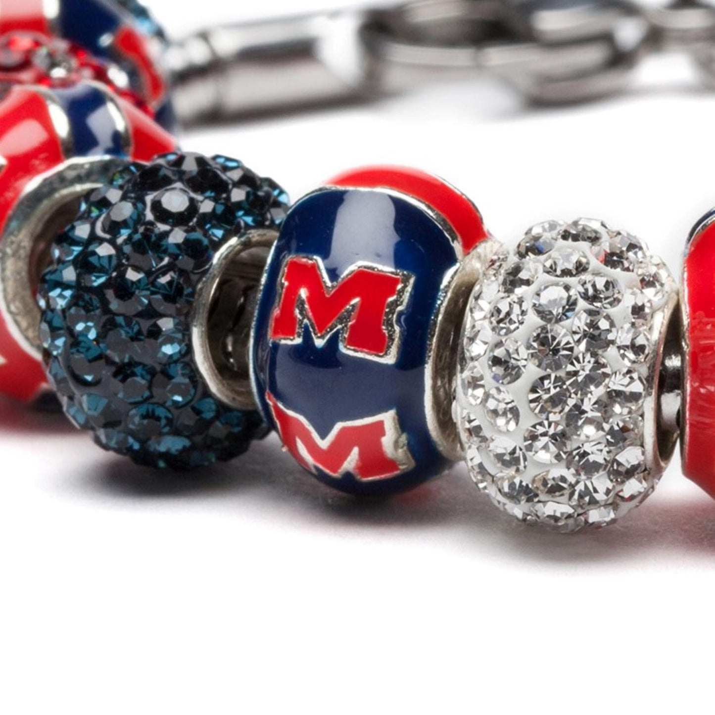 Ole Miss Bead Charm - Blue Logo Stripe