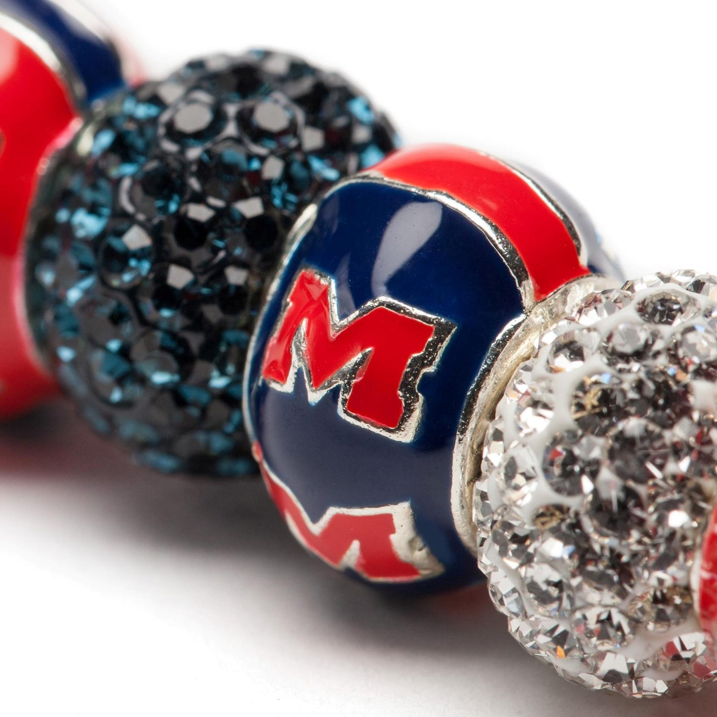 Ole Miss Bead Charm - Blue Logo Stripe