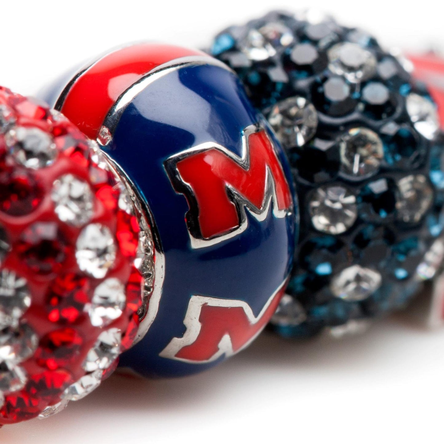 Ole Miss Bead Charm - Blue Logo Stripe