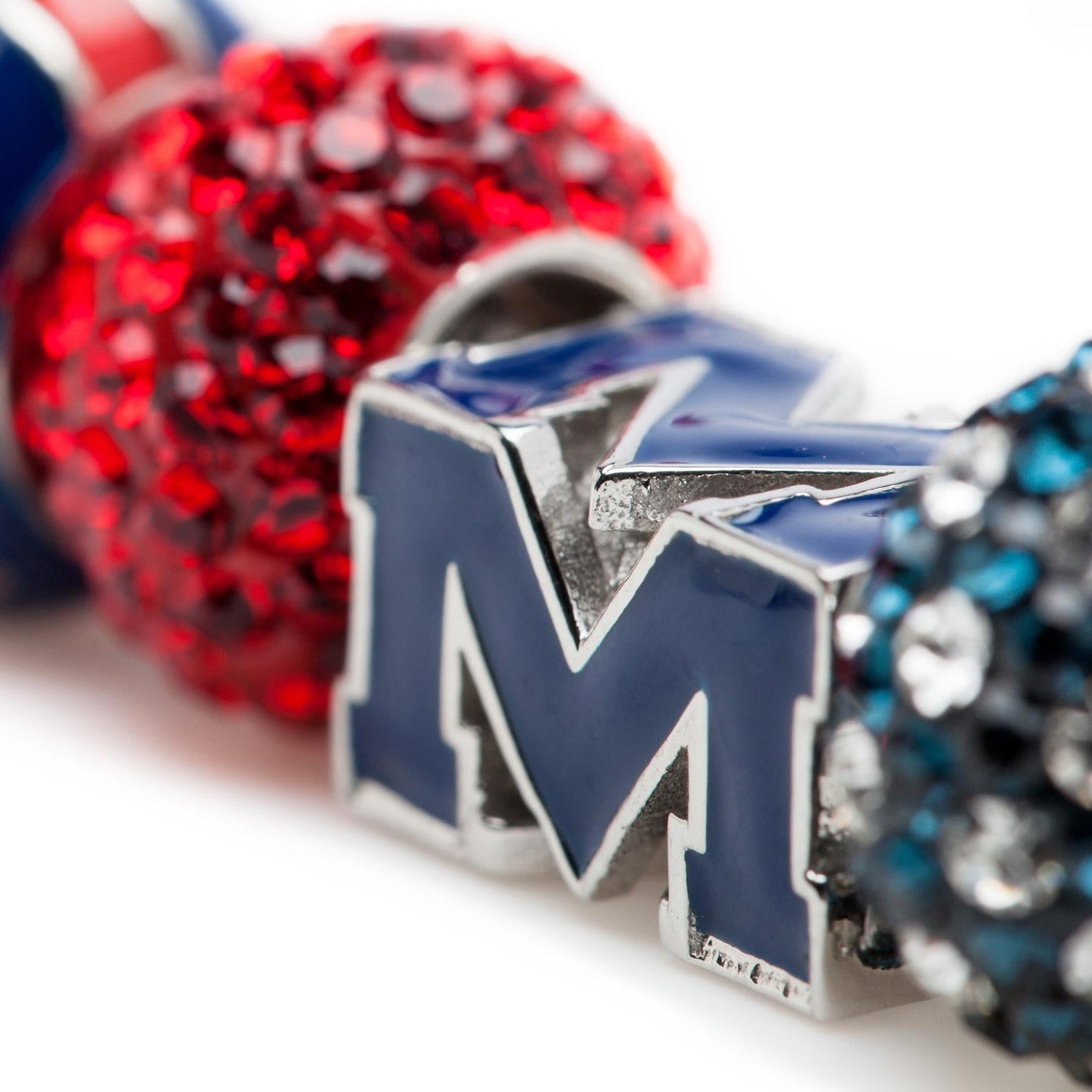 Ole Miss Bead Charm - Blue 4-Sided Block M