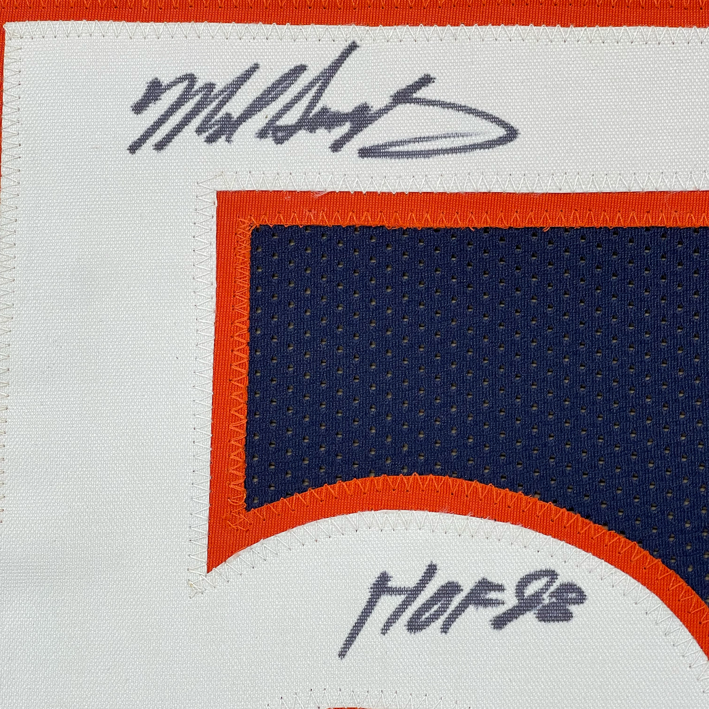 Framed Autographed/Signed Mike Singletary HOF 98 35x39 Chicago Blue Football Jersey JSA COA