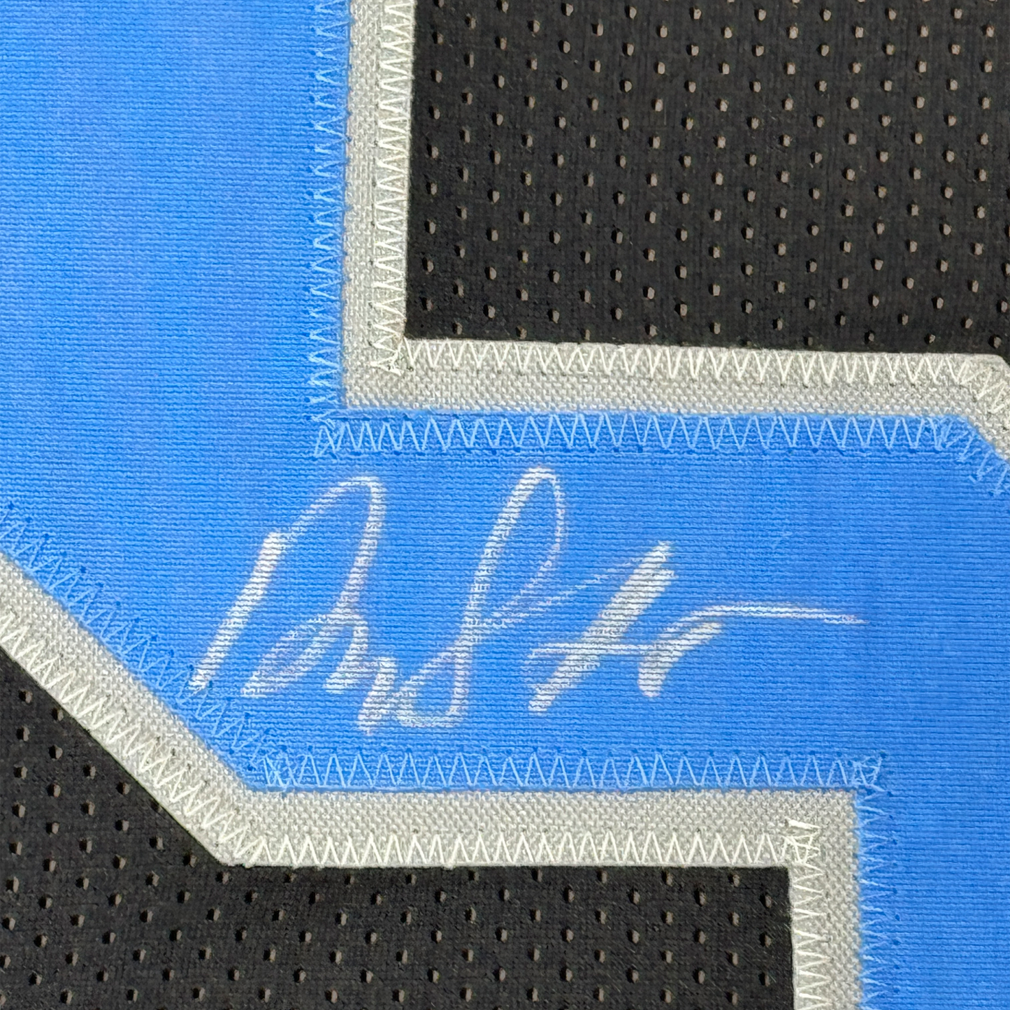Framed Autographed/Signed David Montgomery 35x39 Detroit Black Football Jersey Beckett BAS COA