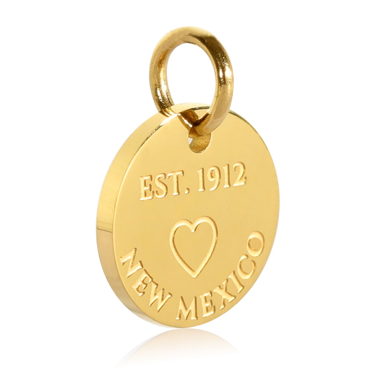 New Mexico Map Engraved Charm Necklace - 18K Gold Plate