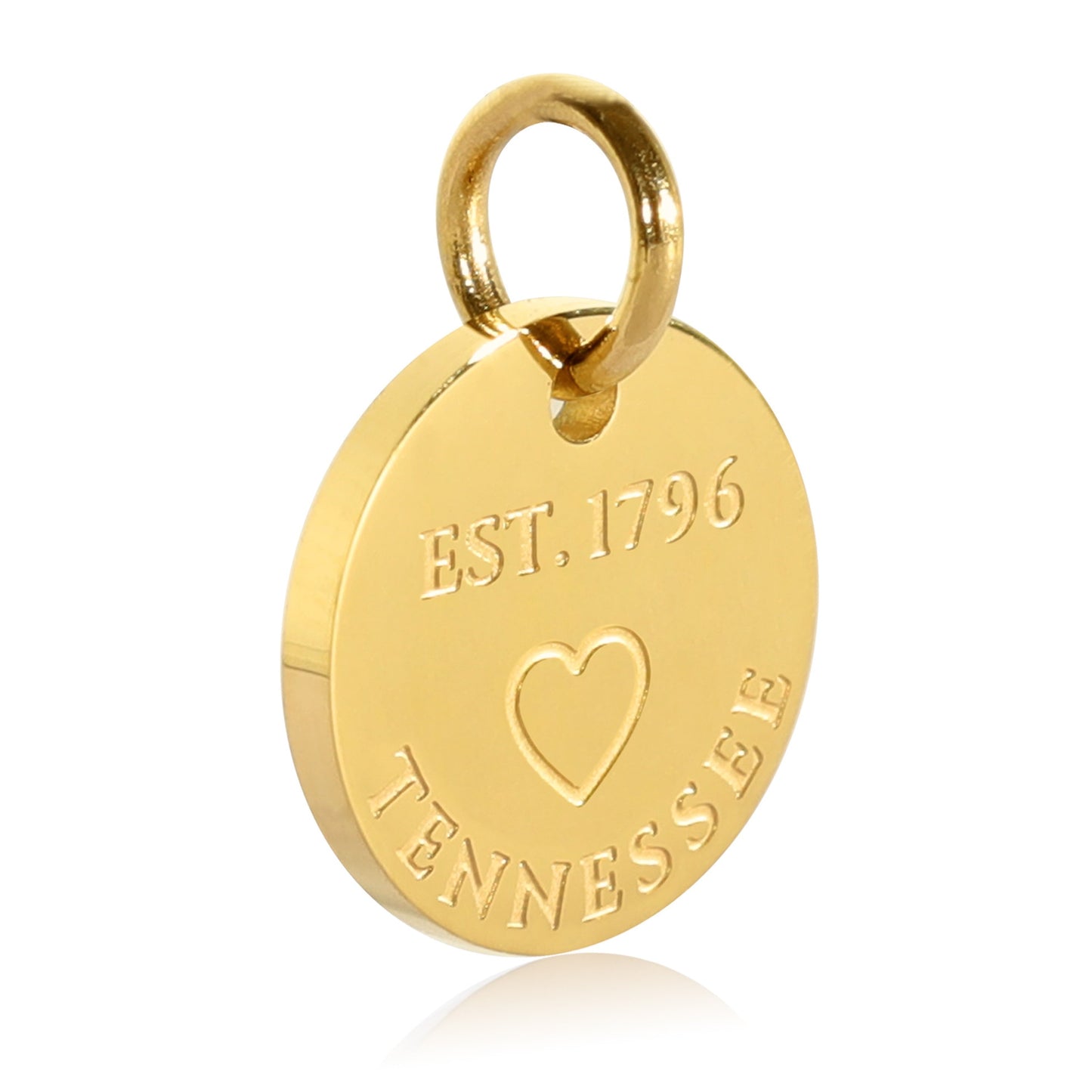 Tennessee Map Engraved Charm Necklace - 18K Gold Plate