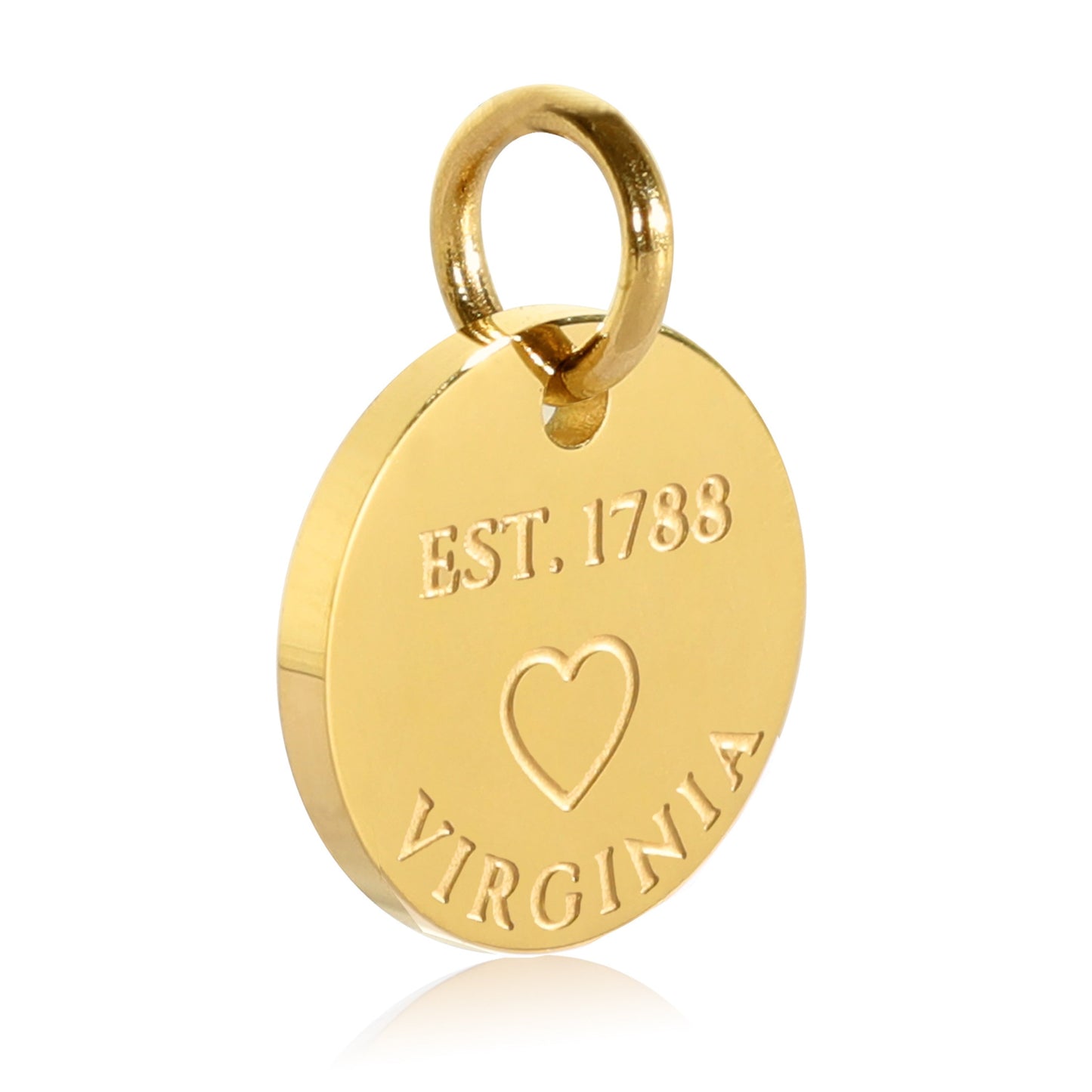 Virginia Map Engraved Charm Necklace - 18K Gold Plate