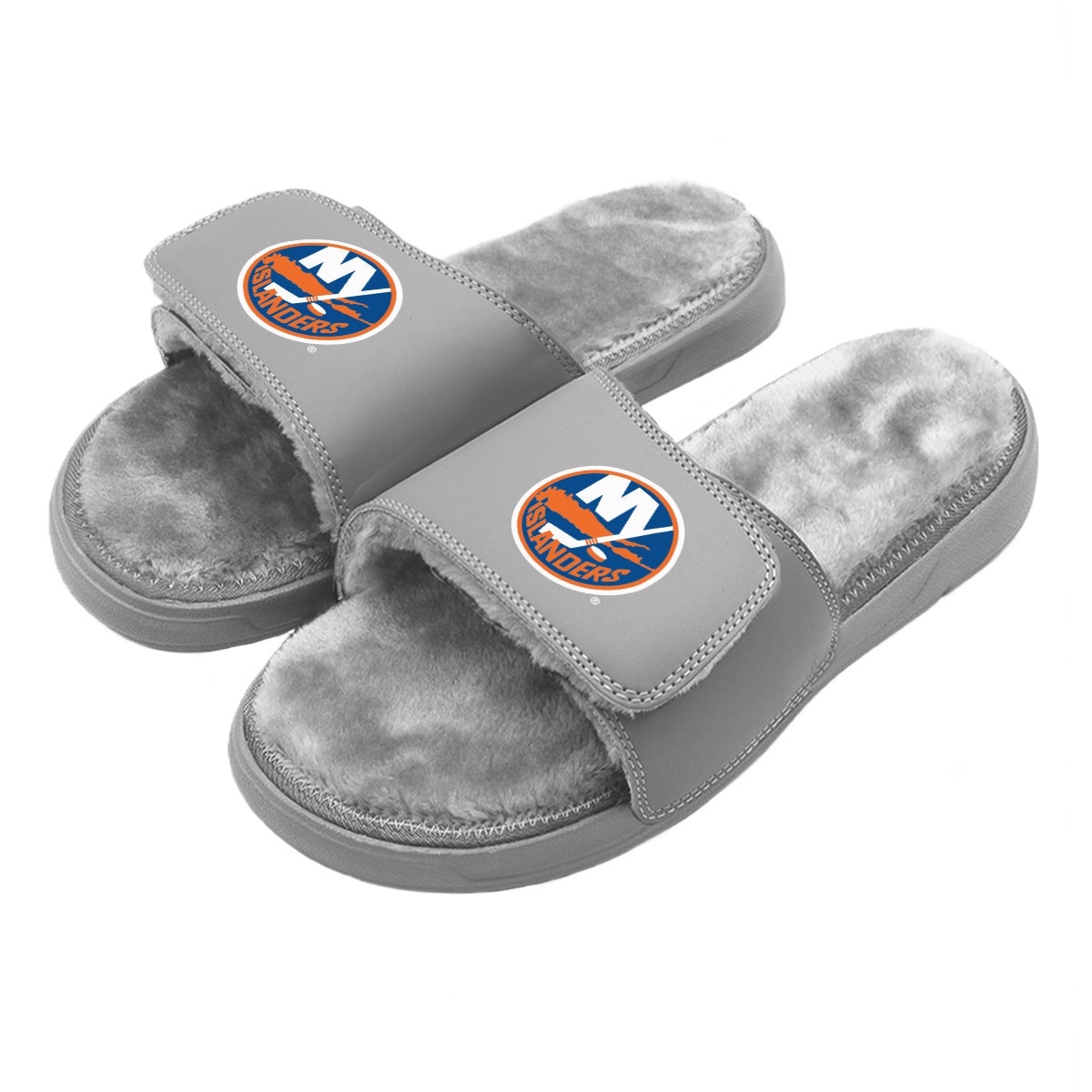 New York Islanders Primary Grey Fur Slides